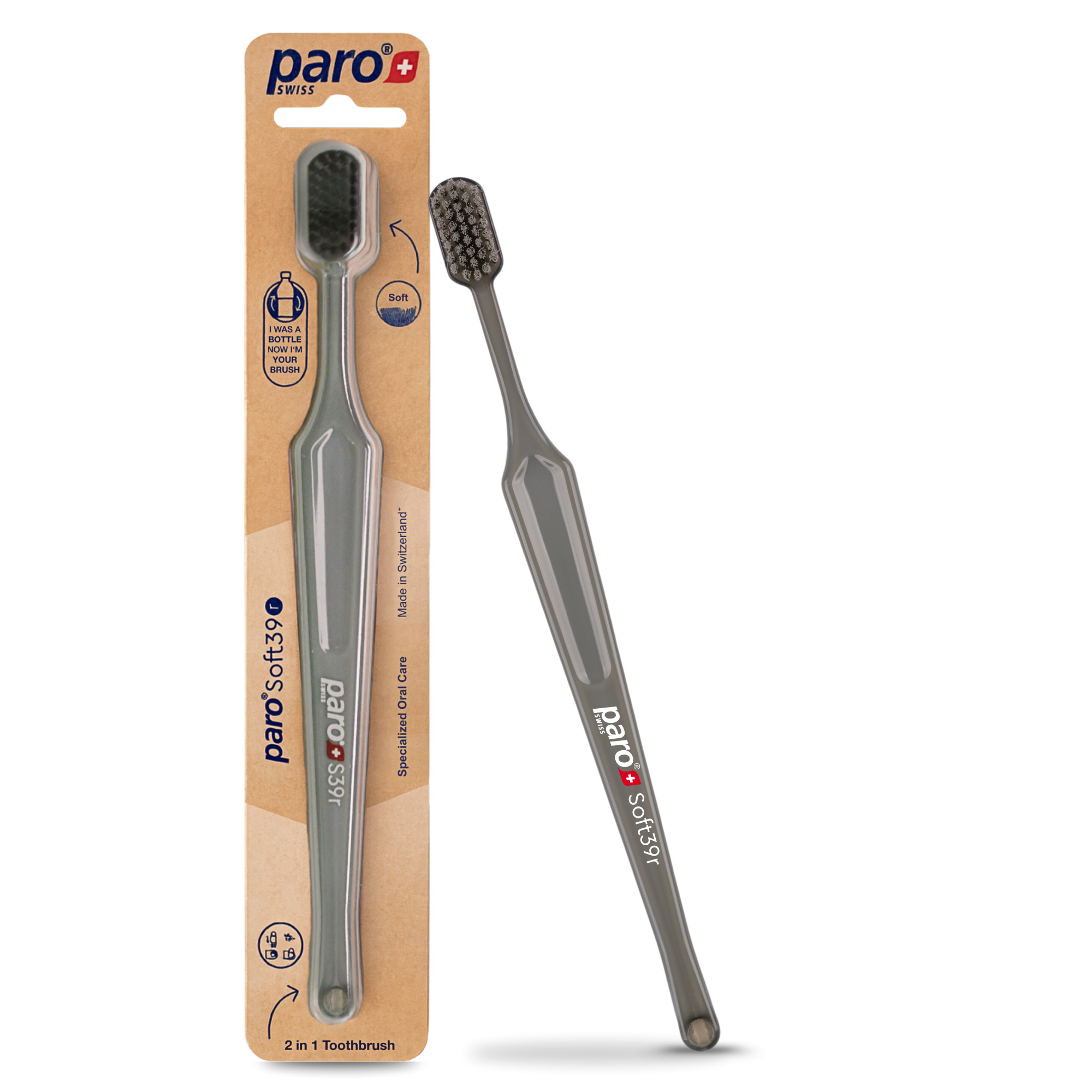 paro® Soft 39 r - Zahnbürste, soft, 5-reihig, R-PET, r-grey