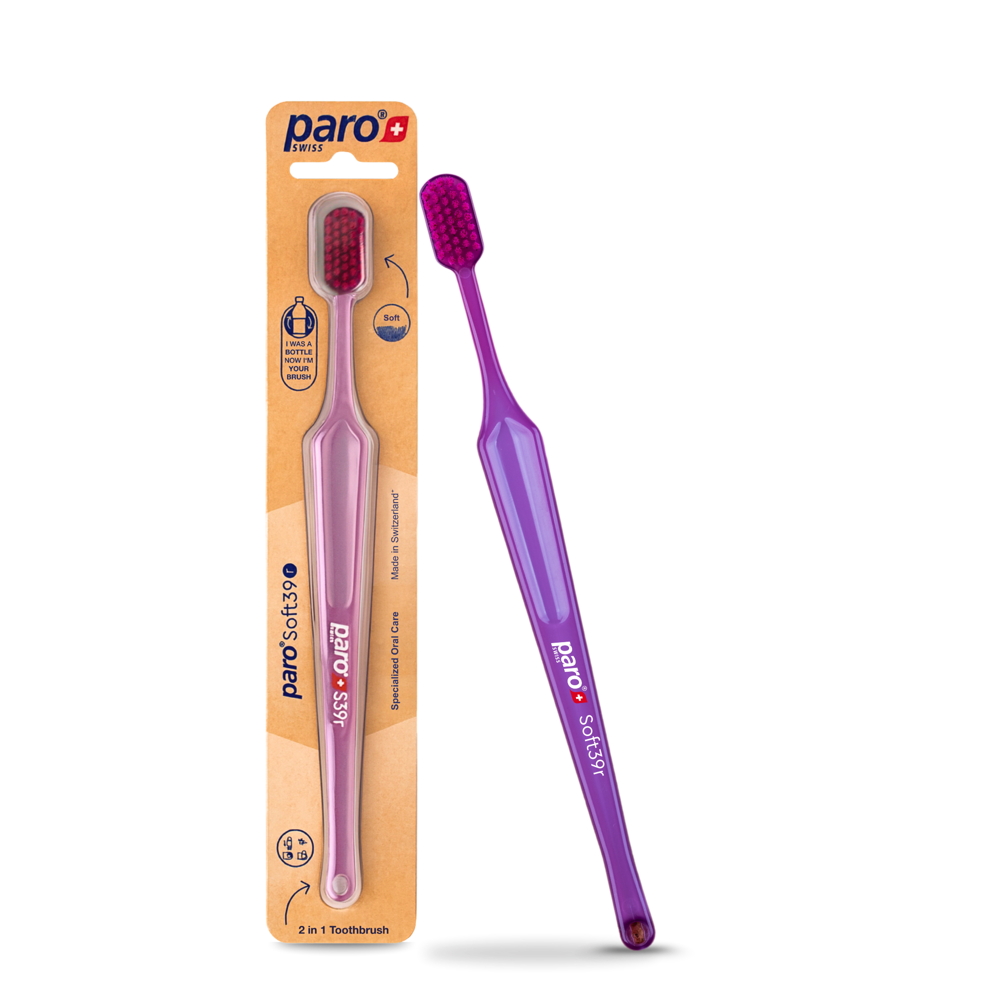 paro® Soft 39 r - Zahnbürste, soft, 5-reihig, R-PET, r-pink